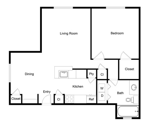 Palencia Apartments in Dallas, Texas One Bedroom Floor Plan